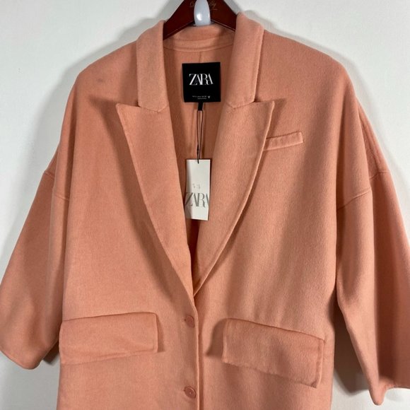 Zara peach oversized coat NWT size S - Picture 7 of 16